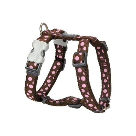 RED DINGO Red Dingo DH-S1-BR-SM Dog Harness Design Pink Dots on Brown; Small DH-S1-BR-SM